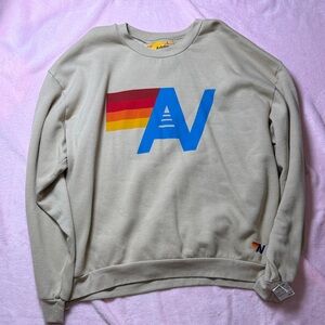 Aviator Nation Beige Sweater with Blue and Red Accents